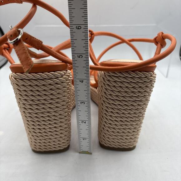Marc Fisher Zesty Espadrille Wedge Sandal Open Toe Orange Size 7.5 buckle strap - Picture 9 of 9
